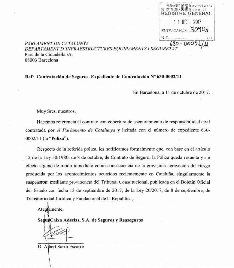El Parlament no descarta acciones judiciales por la 